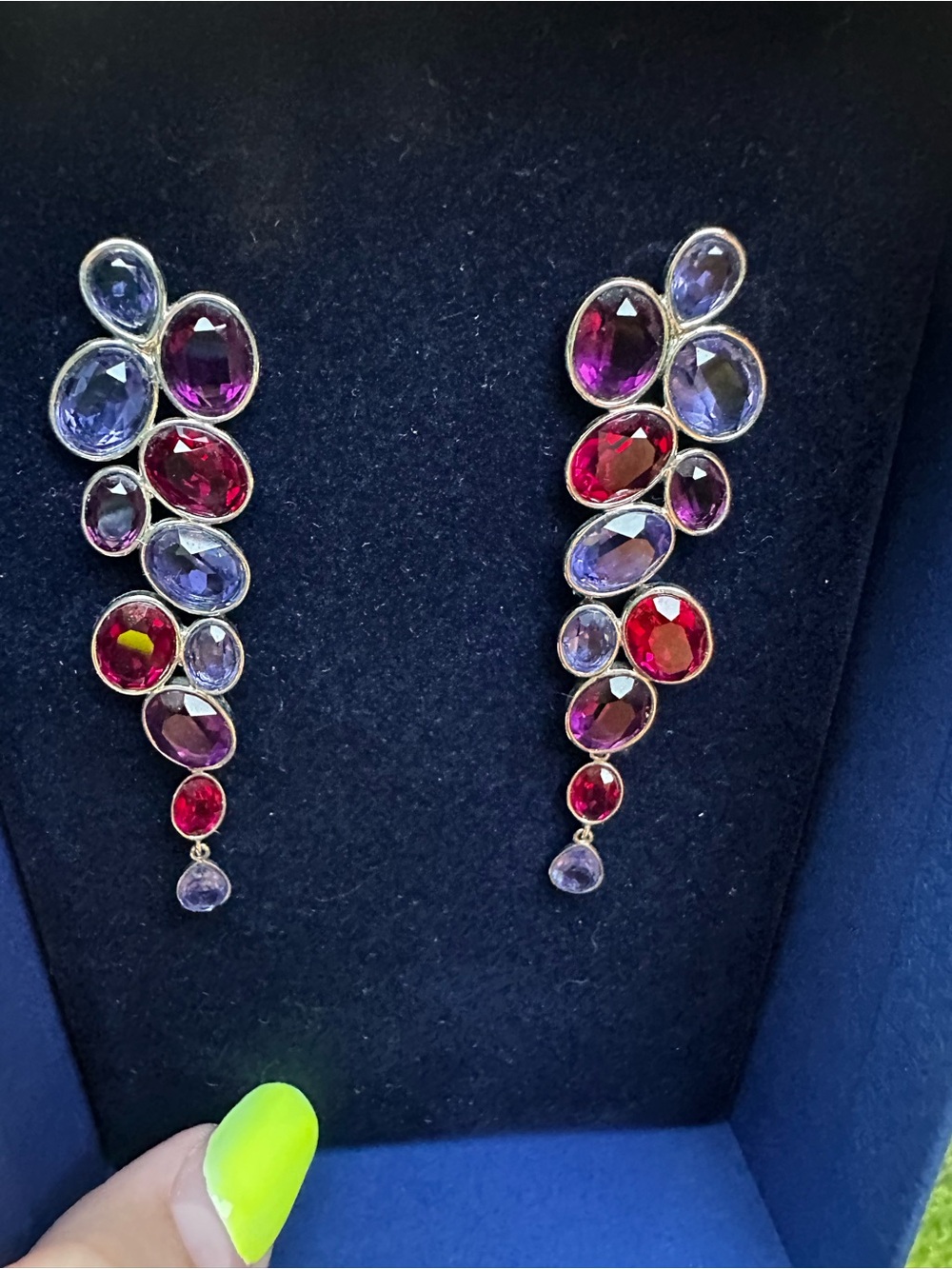 ✨ 🍓🫐🍒BRAND NEW IN BOX Swarovski Berry Tone Crystal Cluster Drop Earrings 🍒🫐🍓